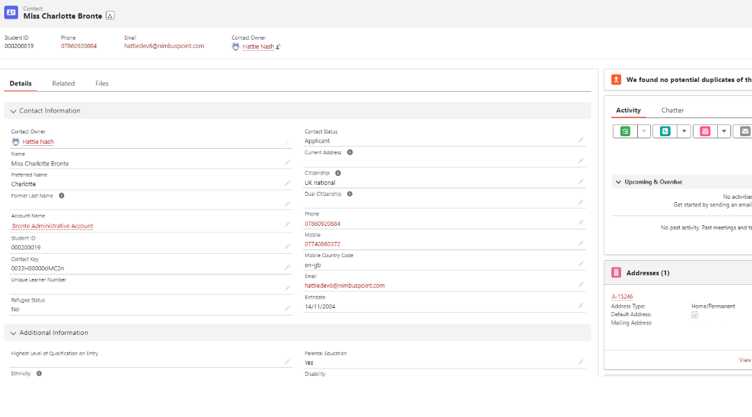 New UCAS Integration